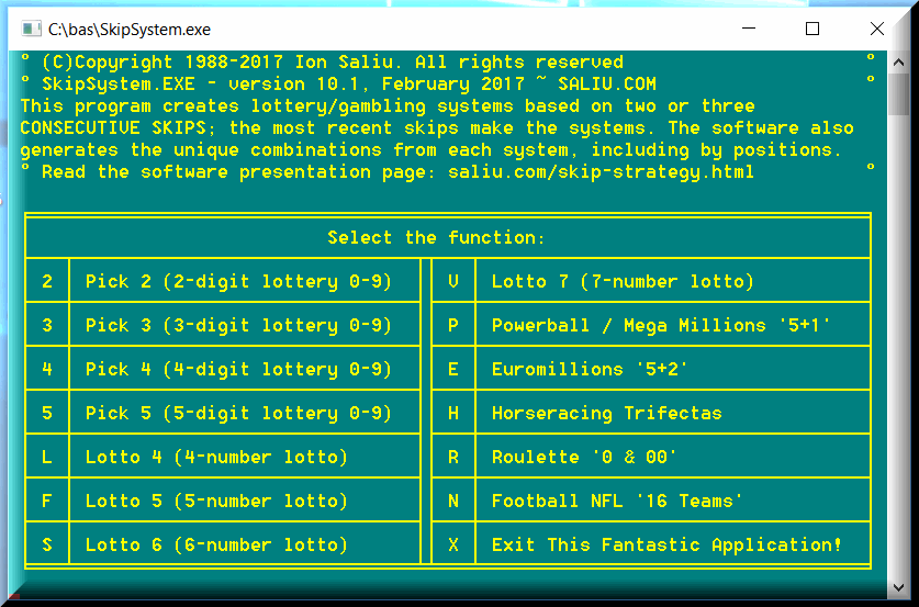 The best and only software for skips systems for lotto, lottery, gambling is named SkipSystem.