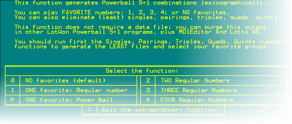 Lotto software tools: Quadruples or 4 of 5 Powerball, Mega Millions lottery groups.