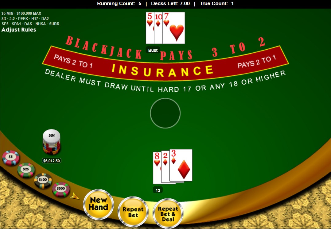 There is a good and fair blackjack online app at Wizard of Odds site.