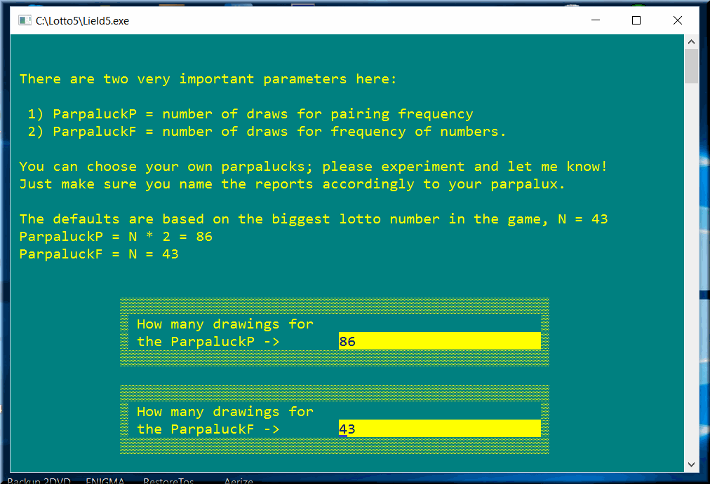 There are special ranges of lottery draws for analyses and report generating.