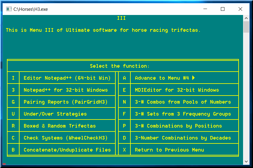 Ultimate Horse Races Software has game specific programs, especially boxed trifectas or triactors.